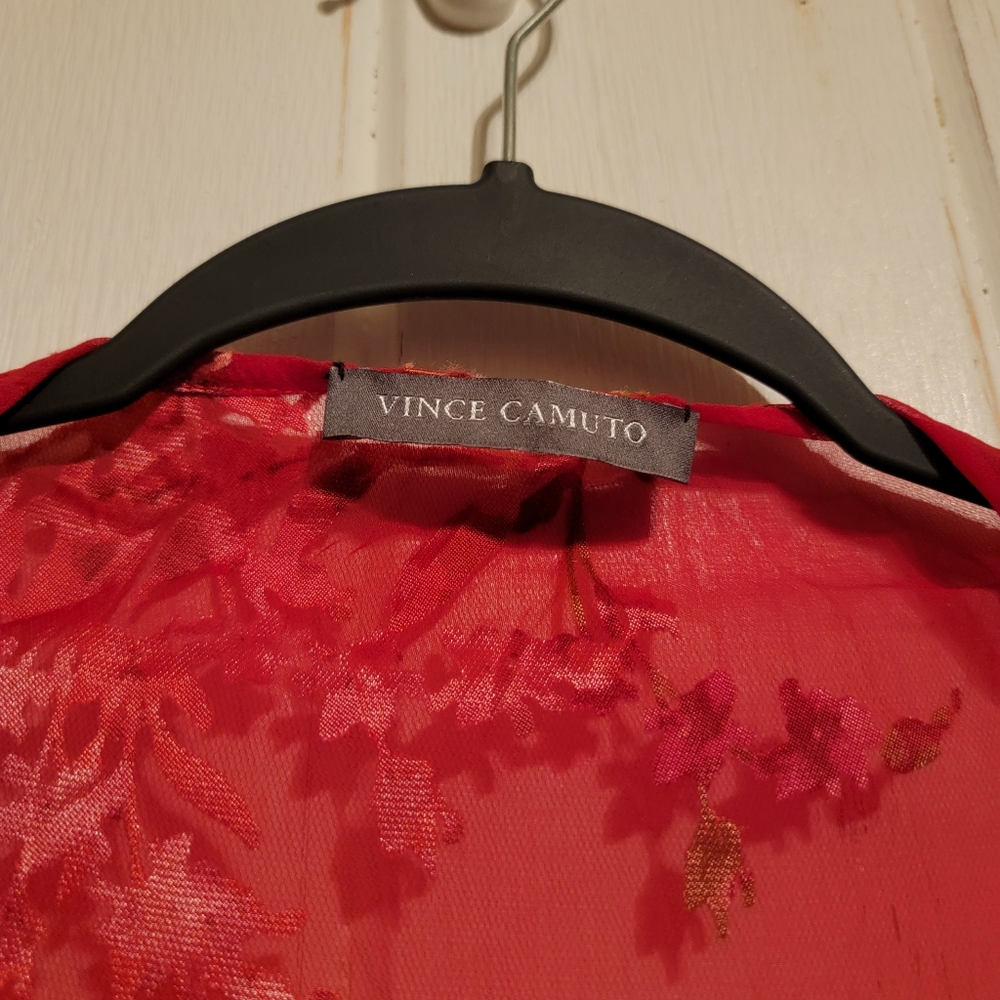 Vince Camuto Vibrant Red Floral Swim Coverup - Picture 3 of 4